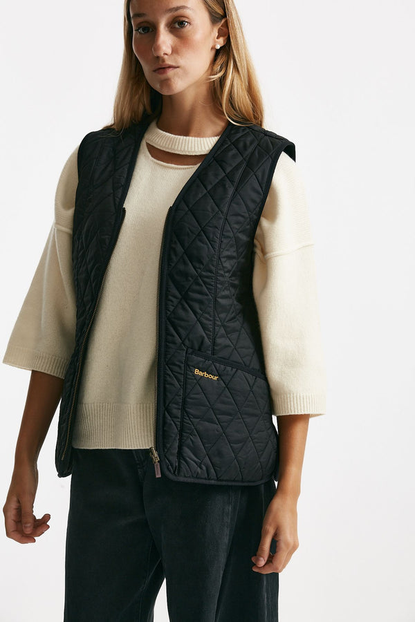 gilet trapuntato flece betty nero donna Barbour