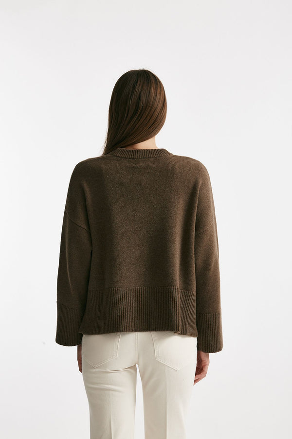 Maglia over girocollo in cachemire tortora donna Be you