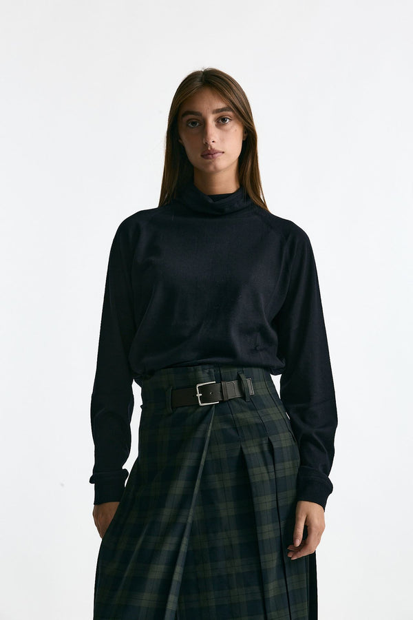 Maglia dolcevita in lana rasata blu donna Department five