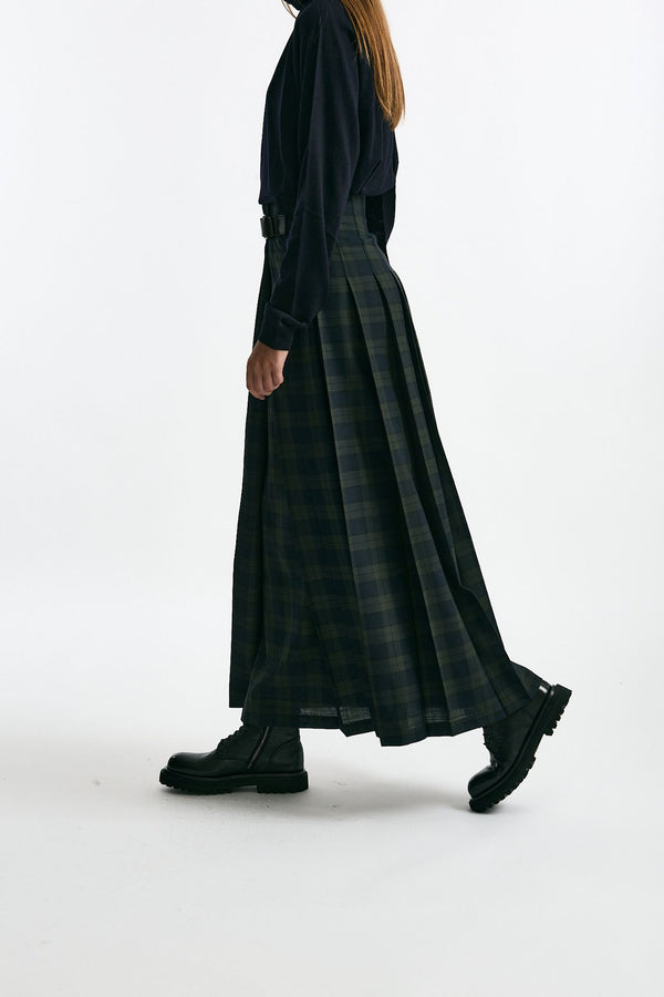 Gonna lunga in tartan blu e verdone donna Department five