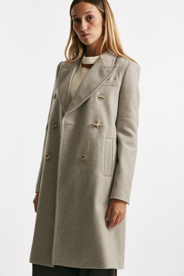 cappotto in panno di lana e cashmere beige donna Fay