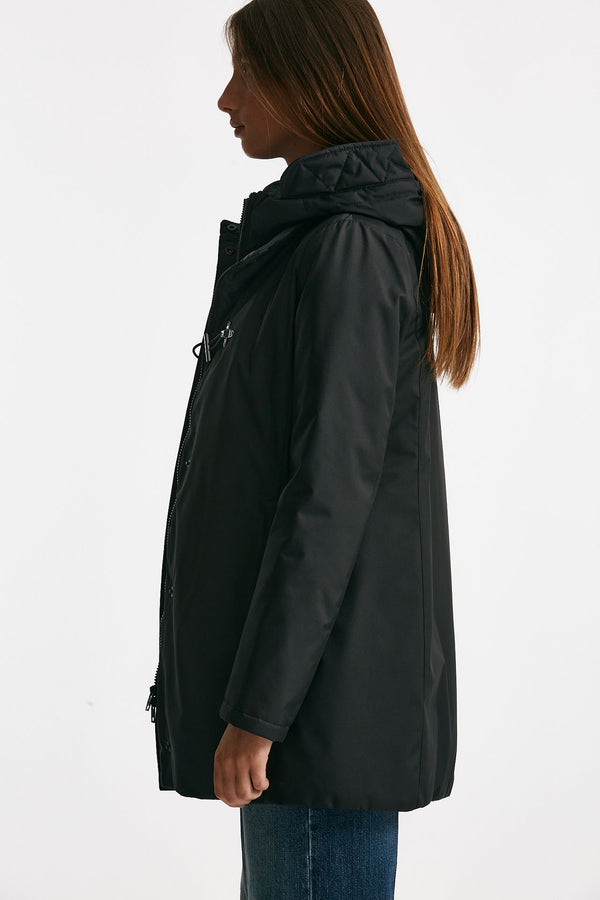 giaccone toggle in gabardina tecnica nero donna Fay