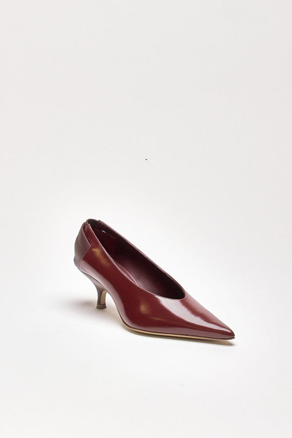 décolleté sloane in pelle bordeaux donna Gia borghini