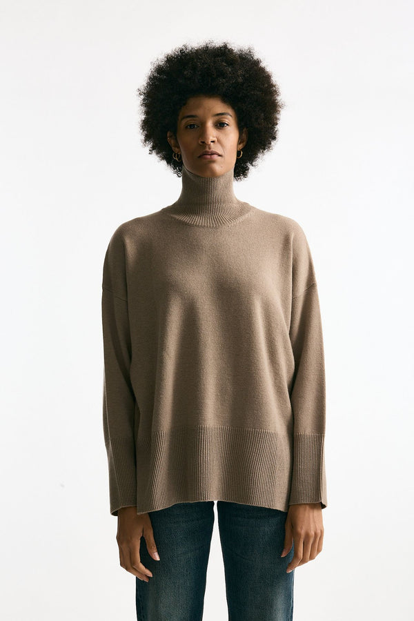 Dolcevita over in lana tortora donna Grifoni