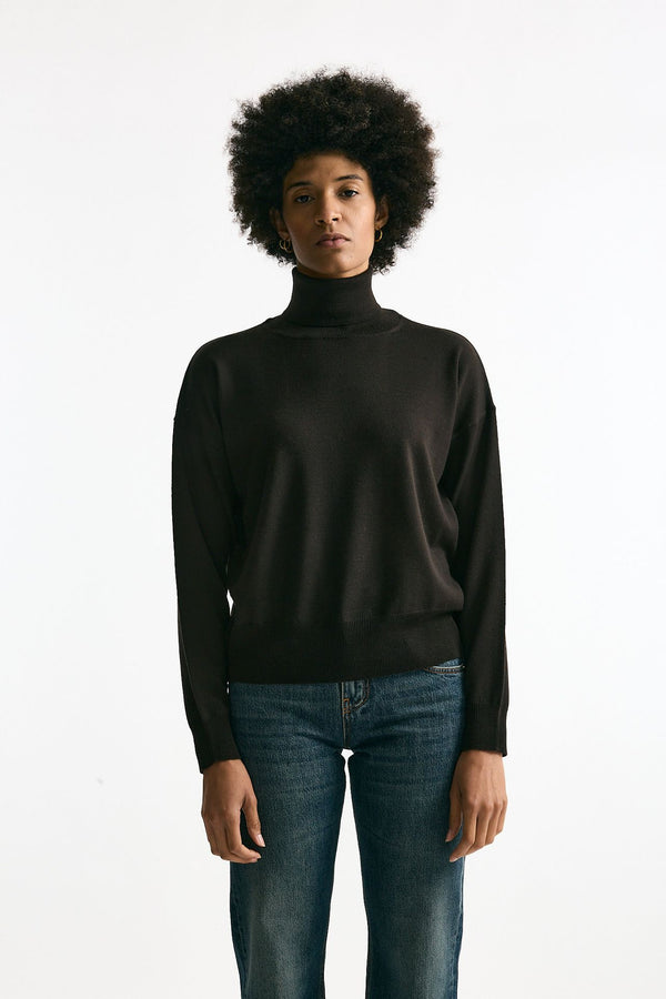 Maglia in lana rasata cioccolato donna Grifoni