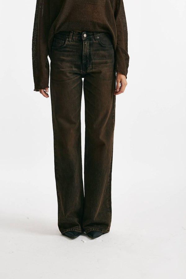 jeans palazzo korea lavaggio black brown donna Haikure