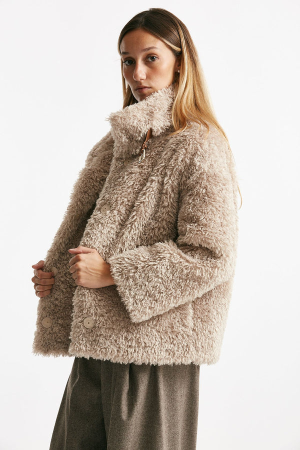 giubbino in eco-pelliccia beige donna Herno