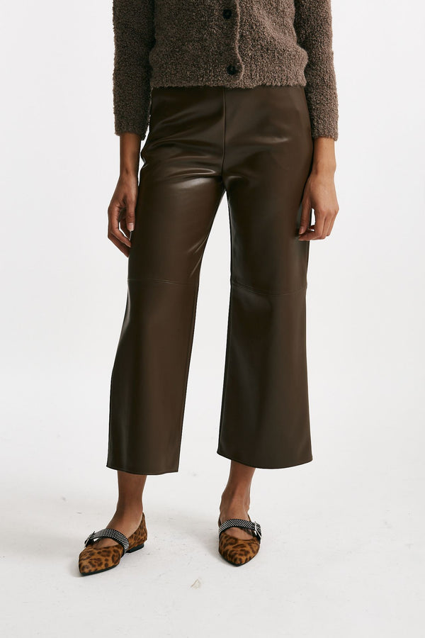 Pantalone ampio AMATI in eco pelle marrone donna Max mara s