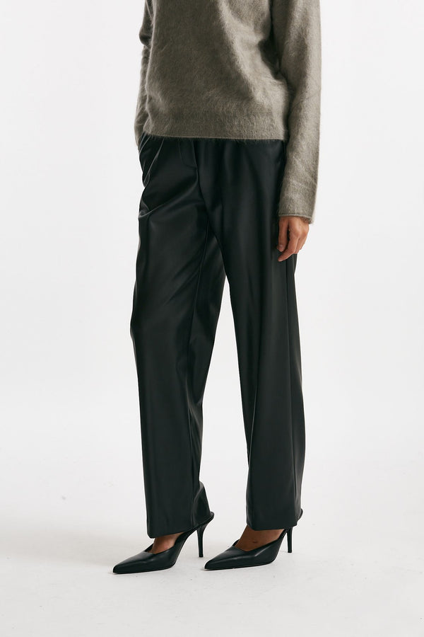 pantalone dritto eco pelle nero donna Nude