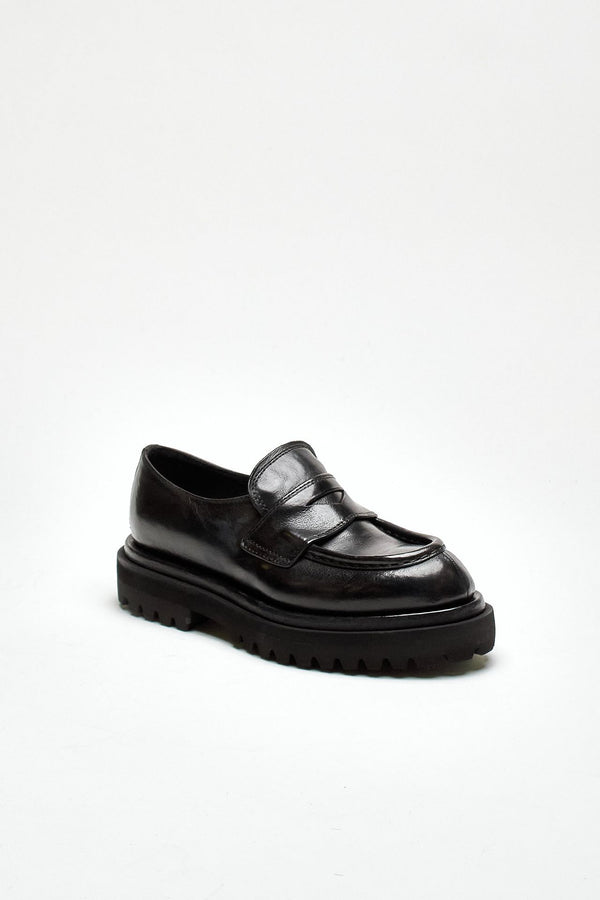 Mocassini WISAL DD/101 in pelle lavata nero donna Officine creative