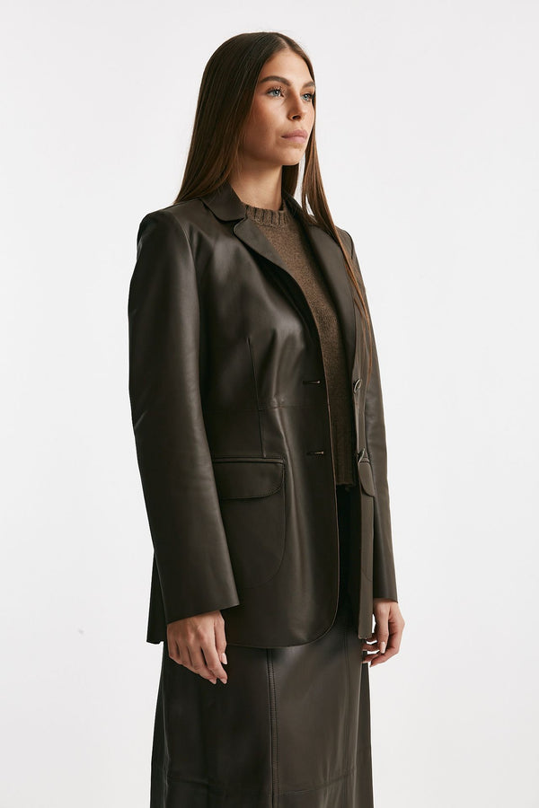 Giacca in vera pelle marrone donna Myskin