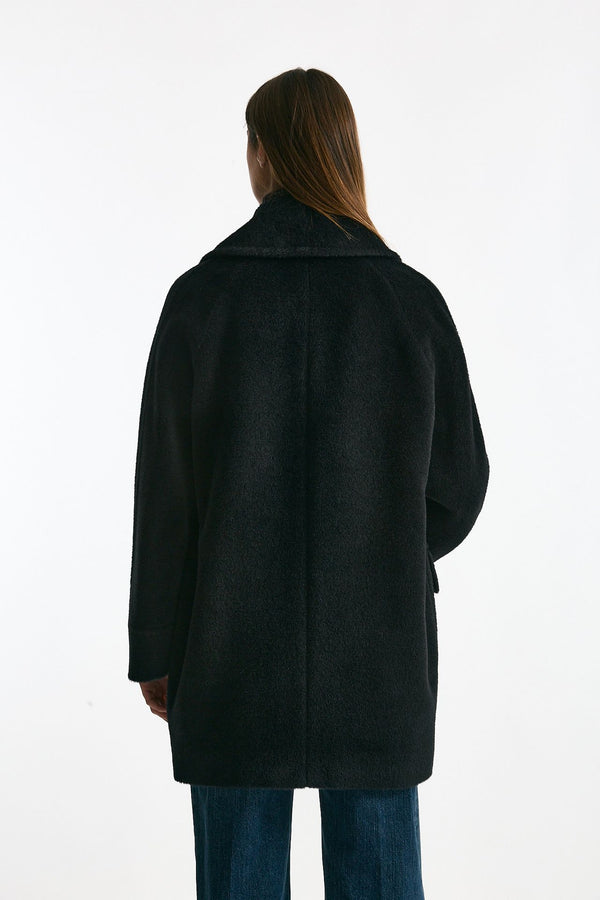 Cappotto over LILIAN in alpaca e lana nero donna Tagliatore