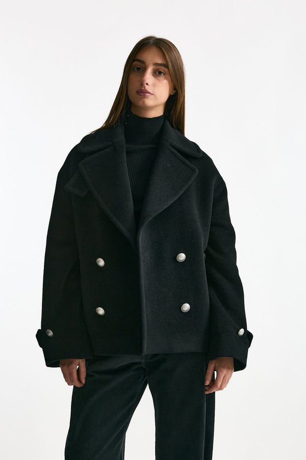 Caban corto in lana nero donna Tagliatore