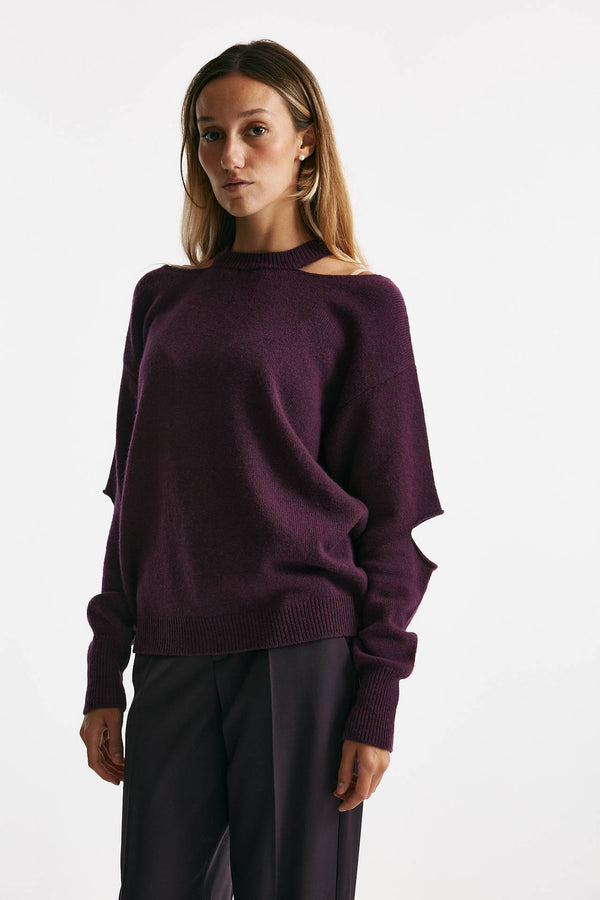 maglia over cut off melanzana donna Federica tosi