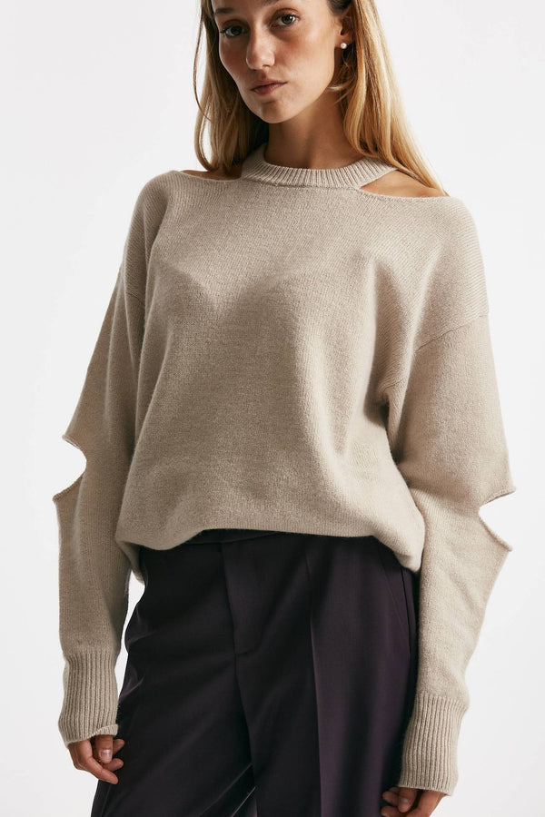 maglia over cut off beige donna Federica tosi