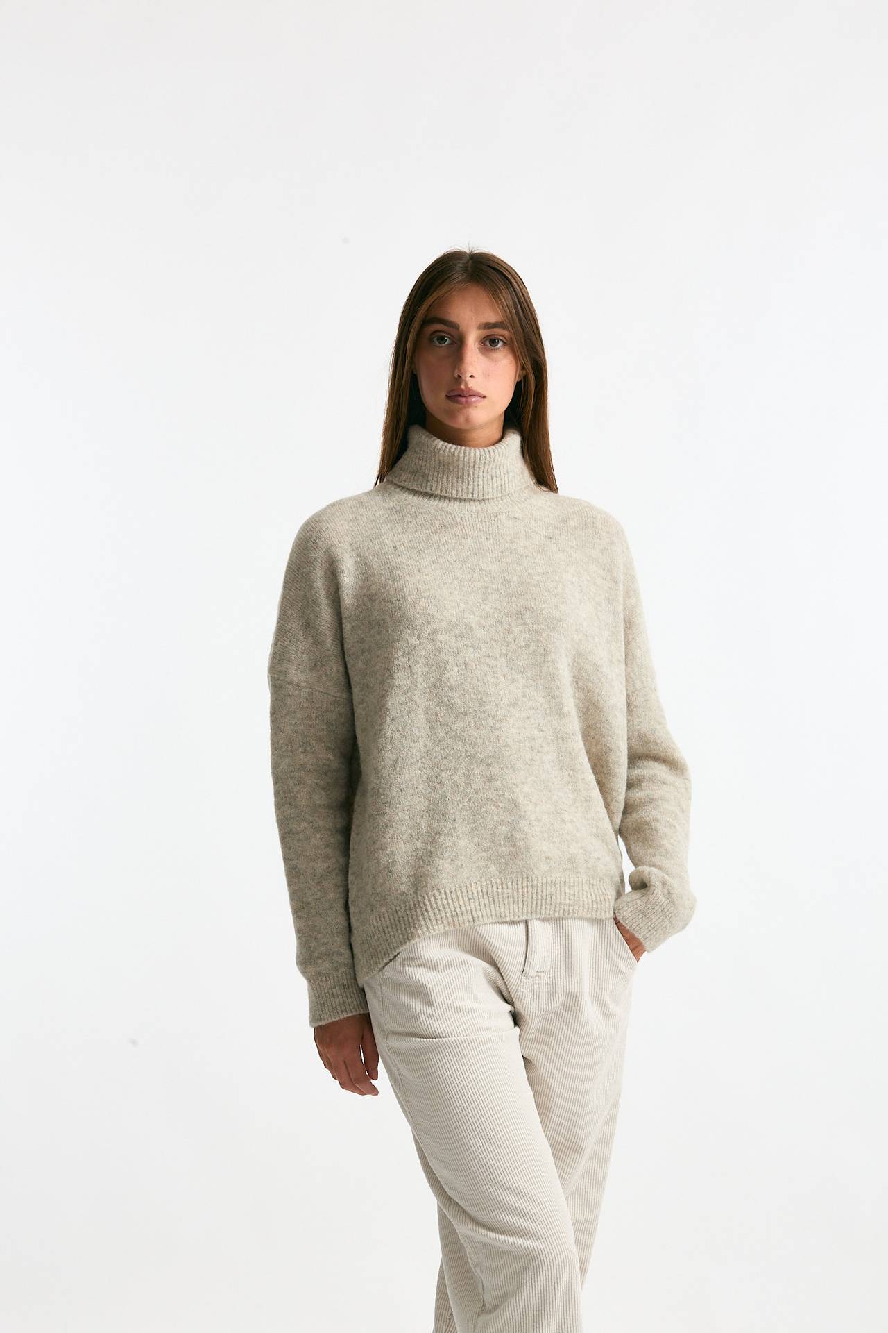 Dolcevita Maglie In Lana Donna Maglia Dolcevita Grigio Chiaro