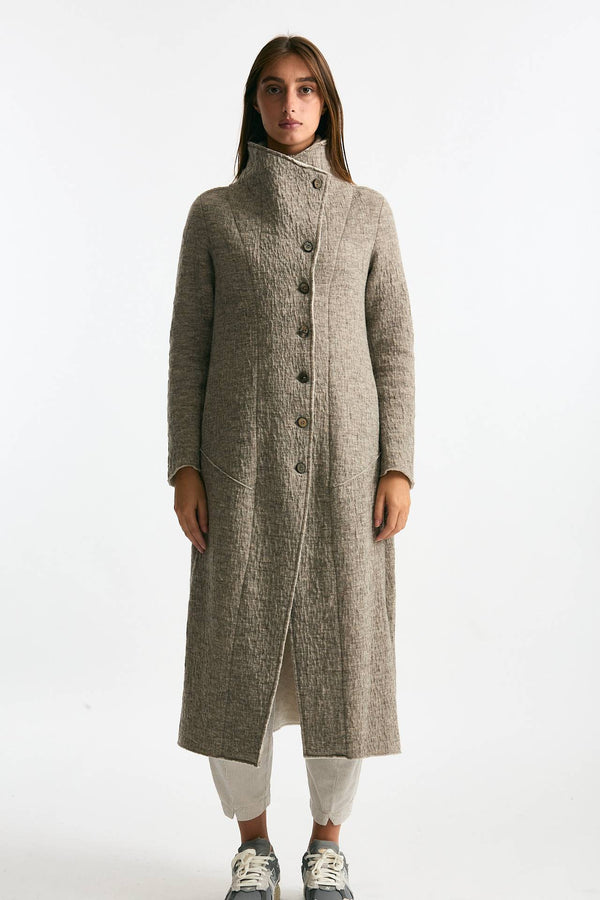 Cappotto lungo beige melange donna Transit par such