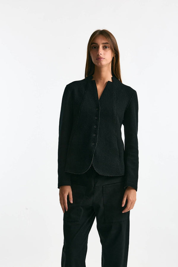 Giacca coreana in maglia nero donna Transit par such