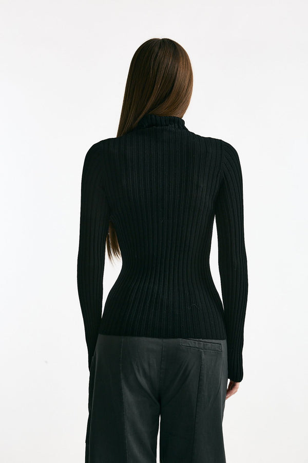 Maglia lupetto in lana nero donna Transit par such