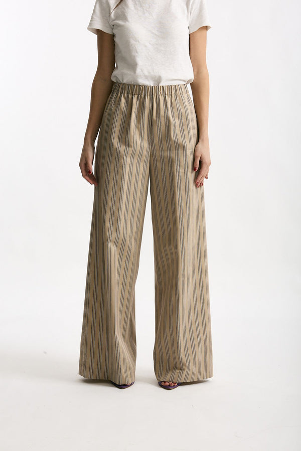 Pantalone rigato beige con riga donna Antonelli firenze