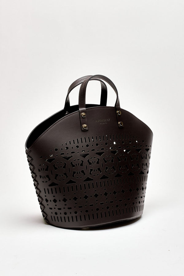 Cesta rigida DINAH in pelle laserata testa di moro donna Avenue 67