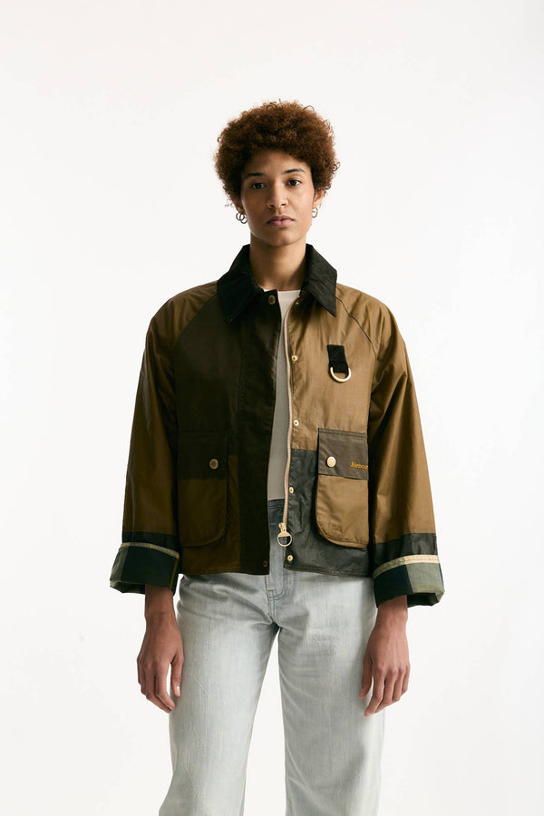 Giacca cerata crop ALMA WAX sabbia donna Barbour