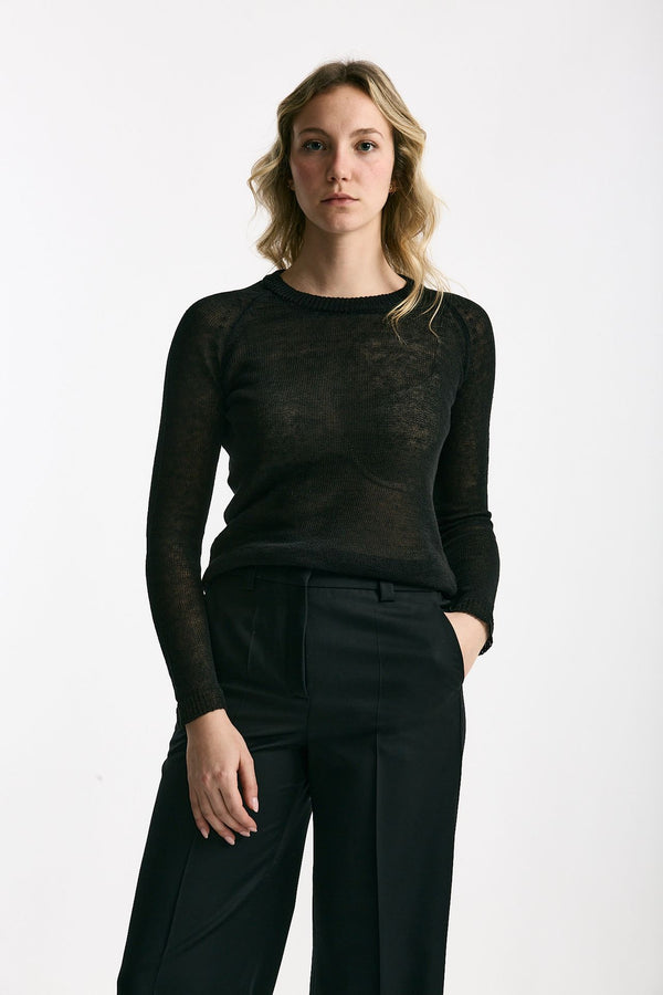 Maglia in lino e seta nero donna Be you