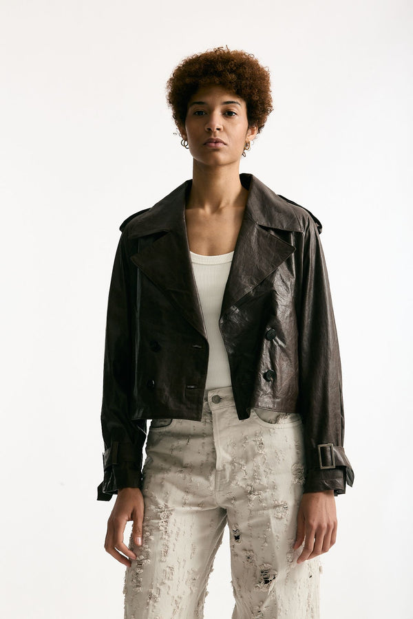 Giubbino crop brown donna Giorgio brato