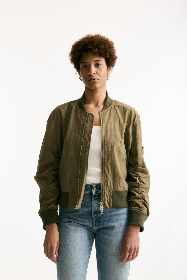 Bomber in misto cotone verde militare donna Giorgio brato