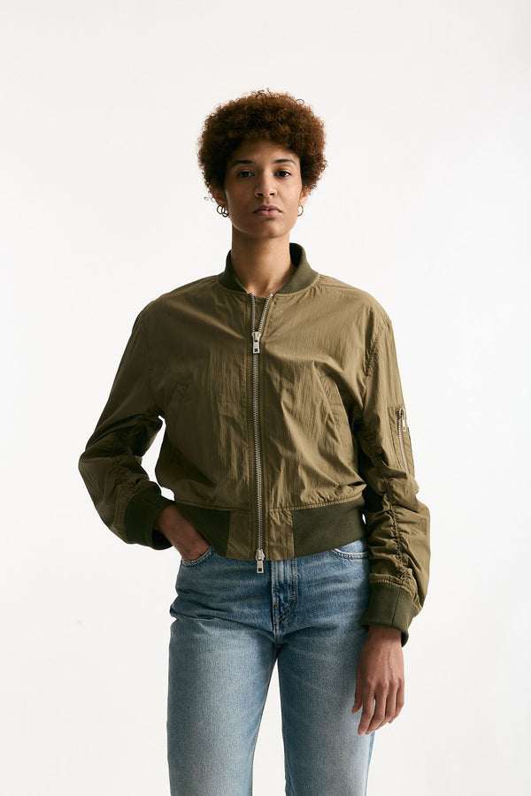 Bomber in misto cotone verde militare donna Giorgio brato
