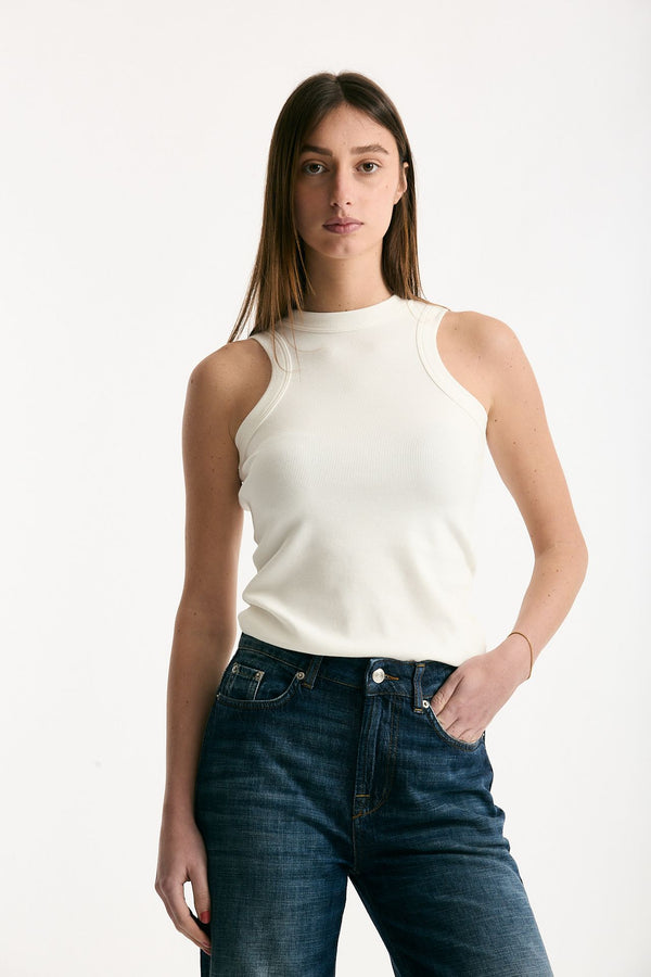 Top scollo america bianco donna Department five