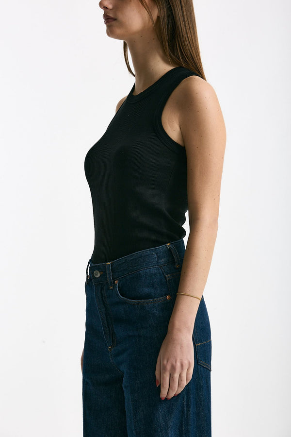 Top scollo america nero donna Department five