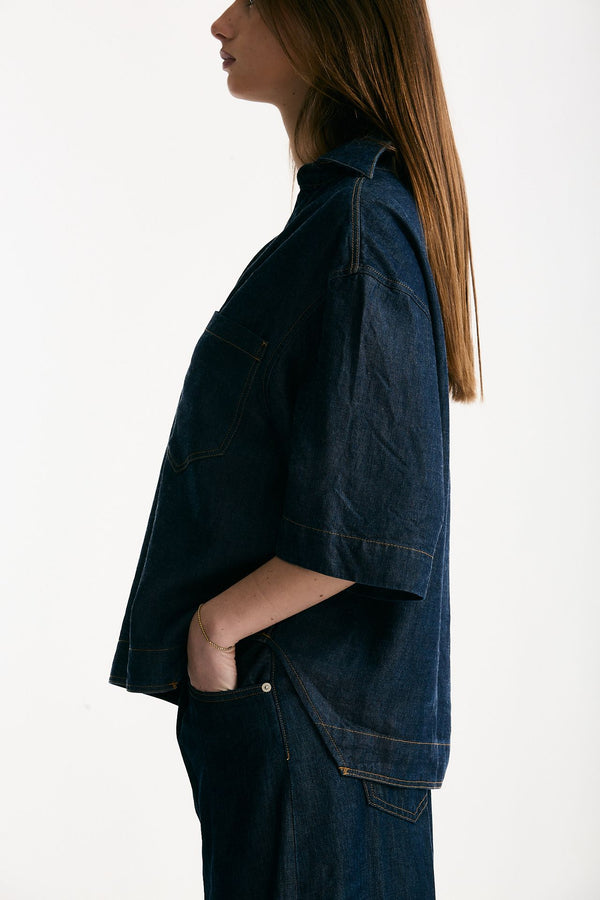 Camicia over denim scuro donna Dondup