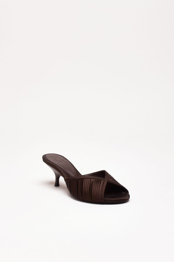 Sandalo basso MELANIE in raso marrone donna Gia borghini