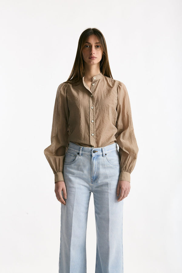 Camicia in mussolina di cotone sabbia scuro donna Grifoni