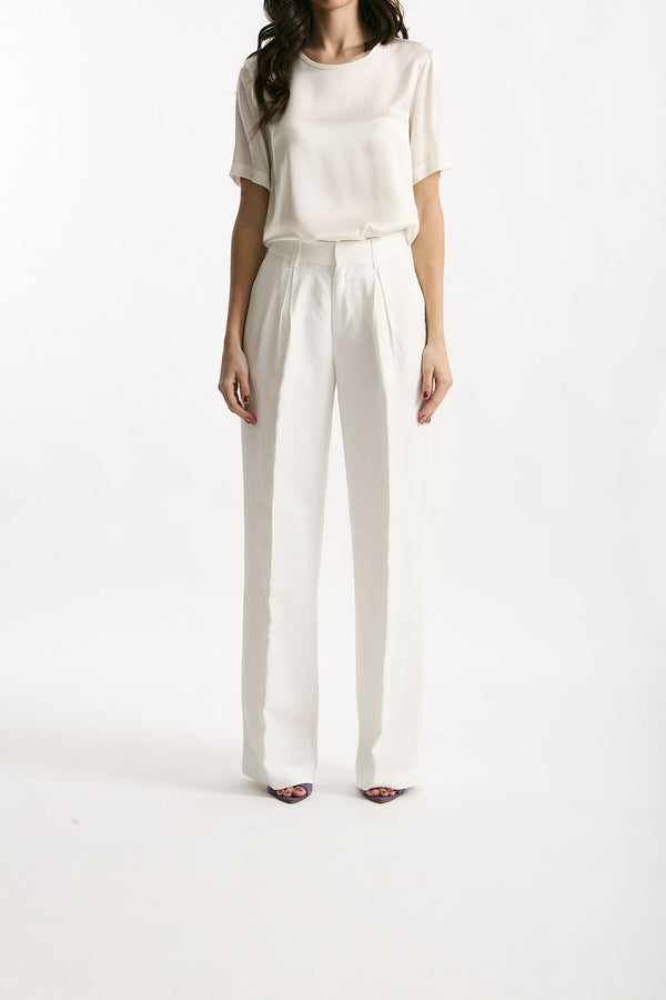 Pantalone palazzo bianco vita alta donna Grifoni