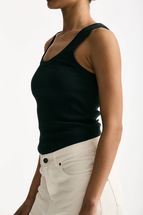 Top a costine nero slavato donna Haikure