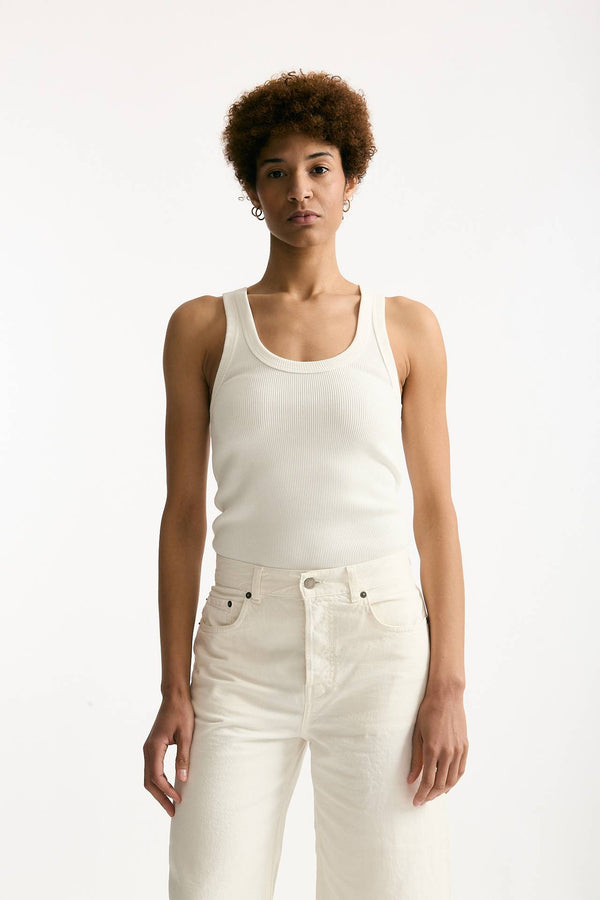 Top a costine bianco ottico donna Haikure