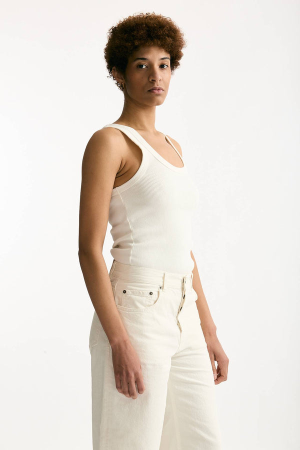 Top a costine bianco ottico donna Haikure