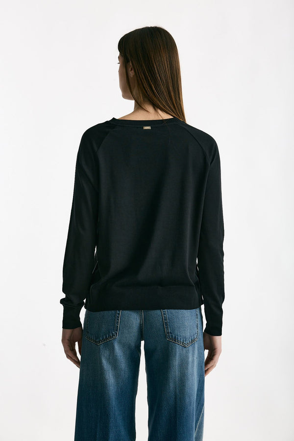 Maglia girocollo nero donna Herno