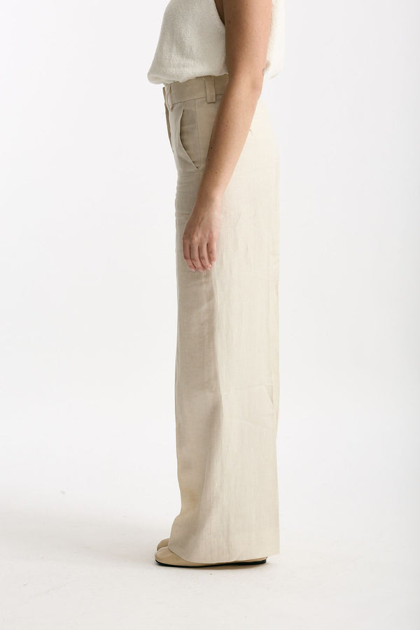 Pantalone ampio NEERA in lino sabbia donna Incotex