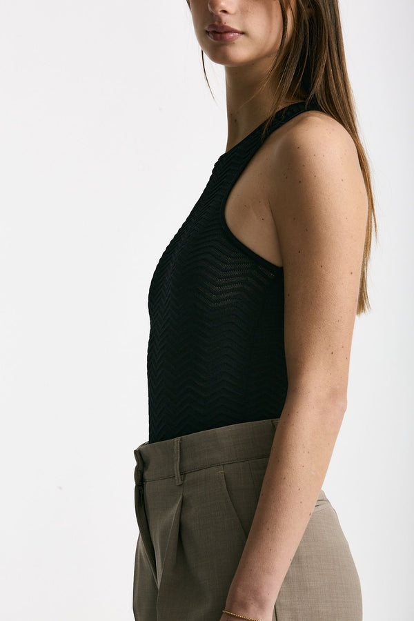 Body lavorato nero donna Laneus