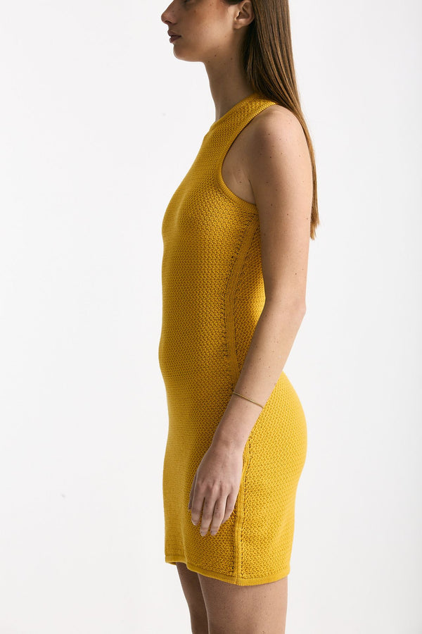 Abito in maglia giallo donna Laneus