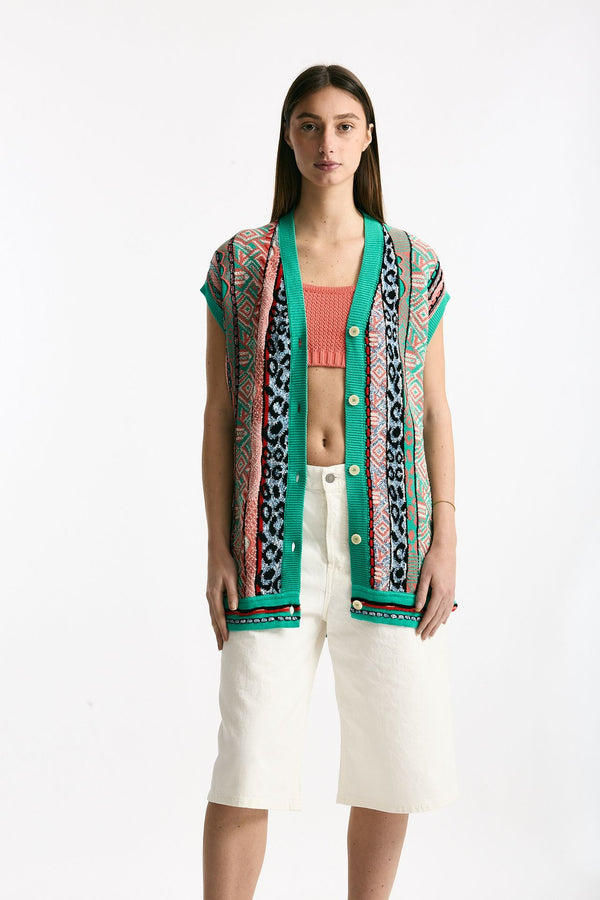 Cardigan jaquard Multicolor donna Laneus