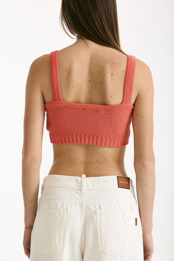 Crop top lavorato rosa donna Laneus