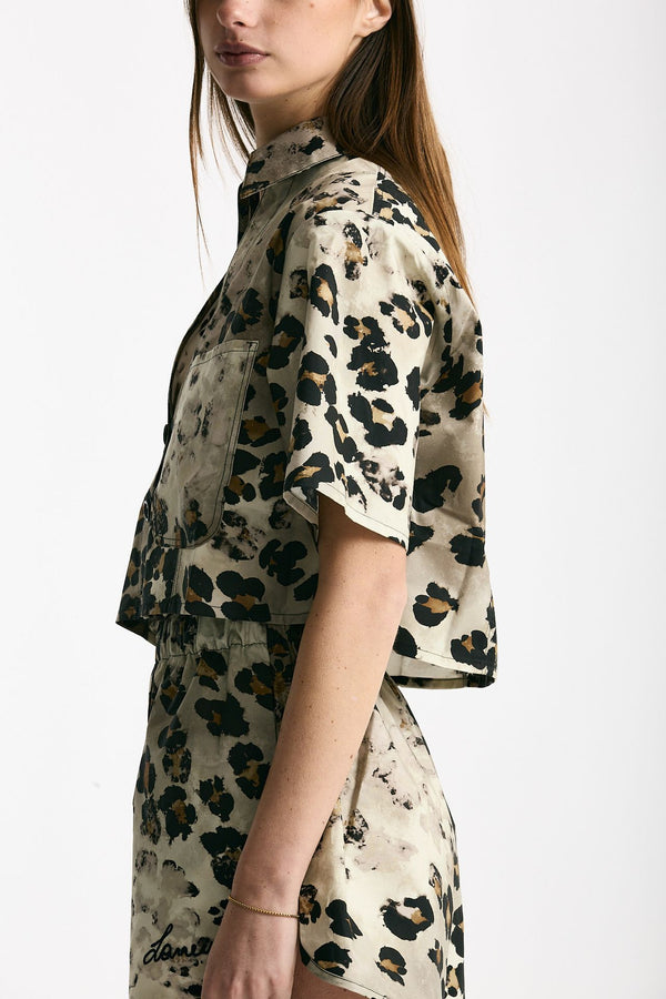 Camicia crop animalier donna Laneus