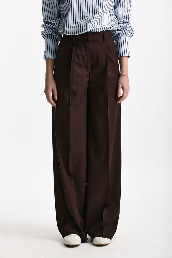 Pantalone vita alta ampio burgundy donna Marsēm