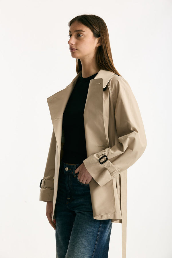 Trench corto CALLE in twill antigoccia sabbia donna Max mara s