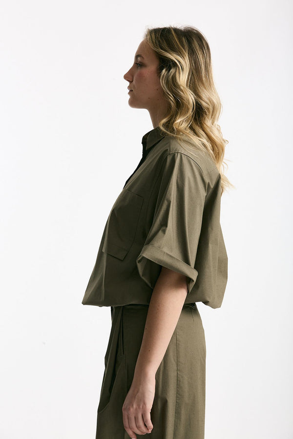 Camicia over verde oliva donna Nine in the morning