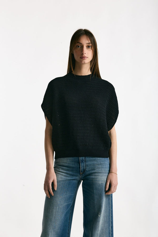 Maglia lavorata nero donna Nude